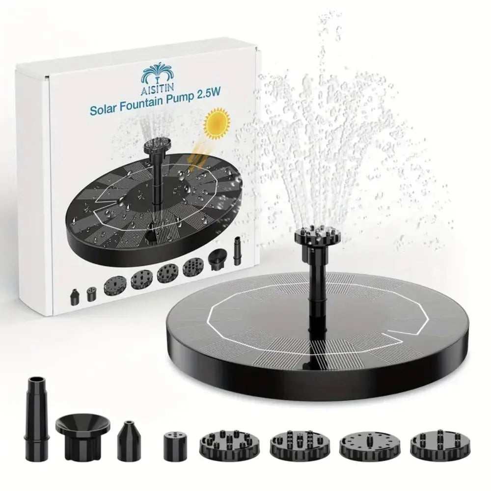 Fuente Solar de Agua con Luces LED y Panel de Vidrio