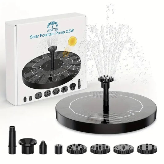 Fuente Solar de Agua con Luces LED y Panel de Vidrio