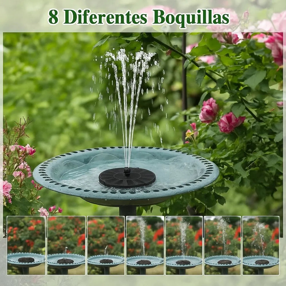 Fuente Solar de Agua con Luces LED y Panel de Vidrio