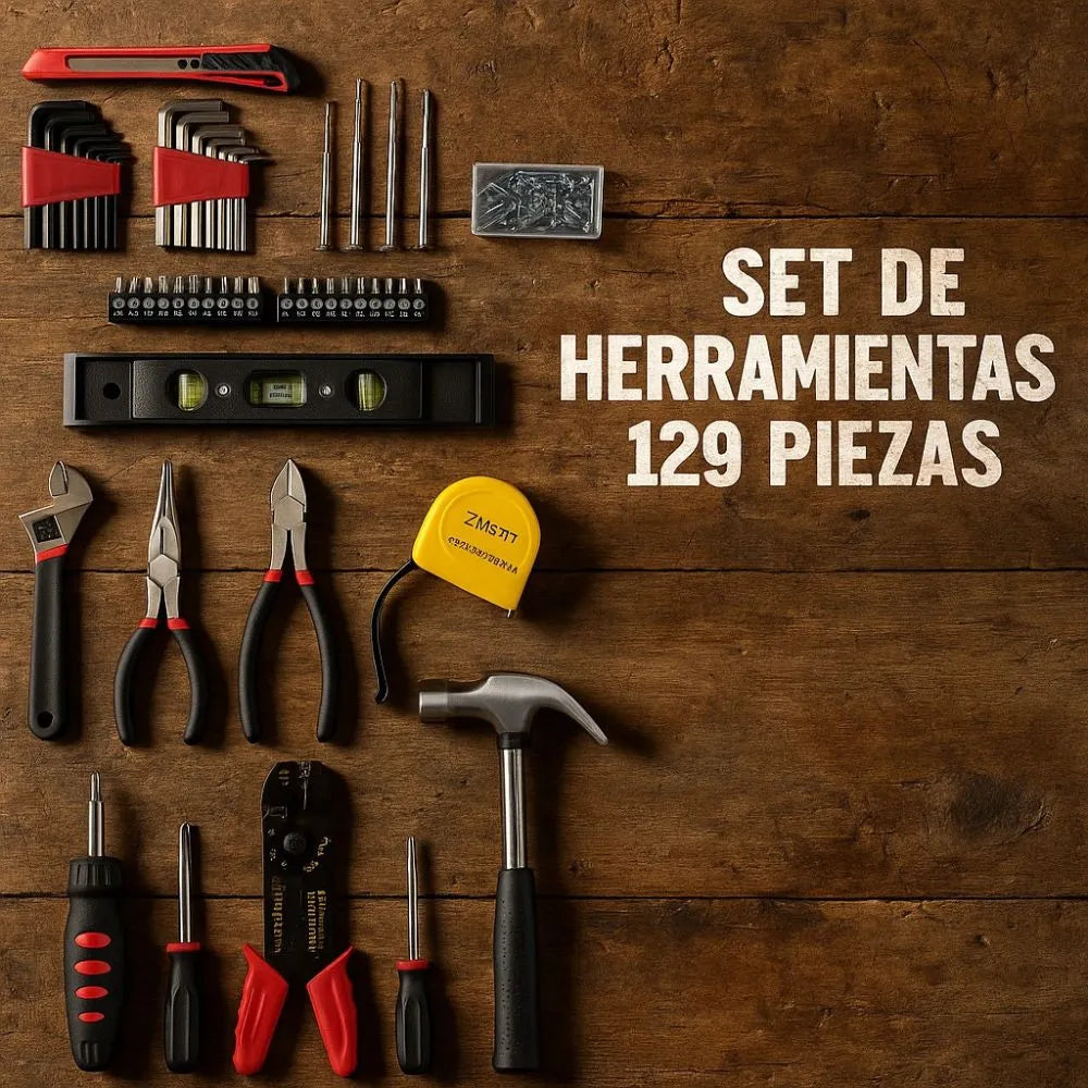 Set Completo de Herramientas 129 Piezas con Maletín